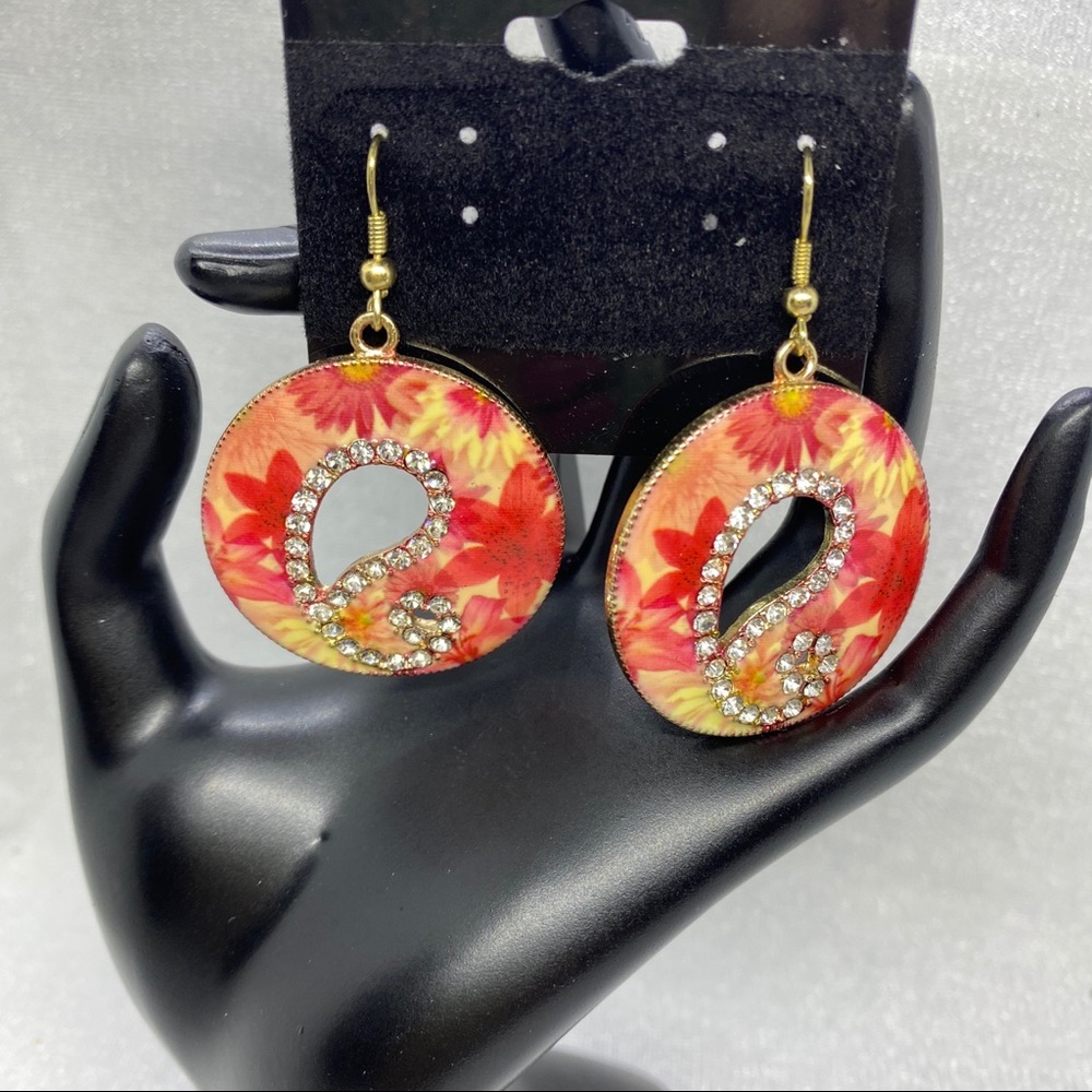 Floral Paisley Rhinestone Earrings